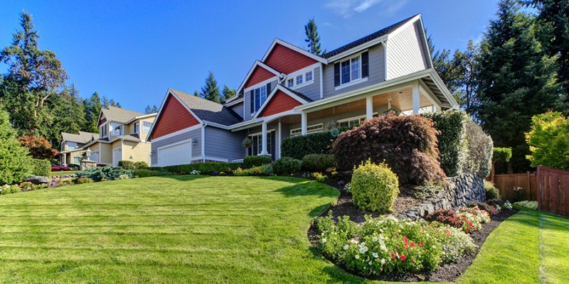 Exterior front of the large home. Northwest. America.